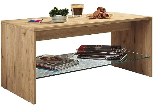 VCM Holz Couchtisch - Sofatisch mit Stauraum in Wisal Honig-Eiche - Beistelltisch für das Wohnzimmer, modern und stilvoll, mit ausreichend Stauraum für Bücher und Zeitungen. Maße: ca. H. 40 x B. 90 x T. 40 cm.