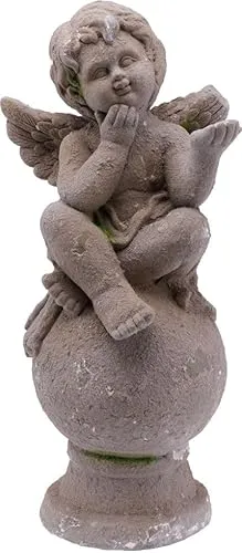 TrendLine Dekofigur Engel 45 x 20 cm grau - Gartenfiguren & Verzierungen, stilvolle Engel-Dekofigur aus hochwertigem Material, perfekt für eine harmonische Gartenatmosphäre.