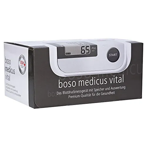 boso medicus vital – Vollautomatisches Blutdruckmessgerät mit Arrhythmie-Erkennung - Blutdruckmessgerät für Oberarm mit großem Display, 60 Messungen Speicher und intelligenter Aufpumpautomatik für präzise Ergebnisse ohne Nachpumpen.