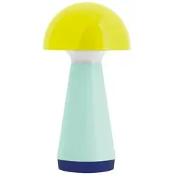 Designer LED-Tischleuchte Bobbi in Gelb und Pastelltürkis - Tischleuchten mit dimmbarer Funktion von Remember, ideal für stimmungsvolle Beleuchtung in jedem Raum, Maße: 18 cm Breite, 9,5 cm Durchmesser.