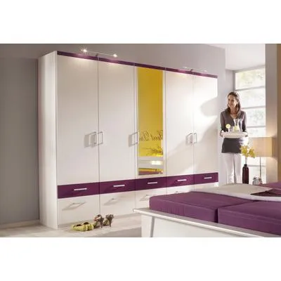 priess Kleiderschrank in Weiß/Brombeer