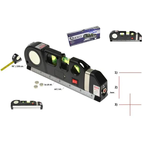 GEKO Laser-Wasserwaage mit Messgerät 2,5 m (250 cm) (5901477151255)