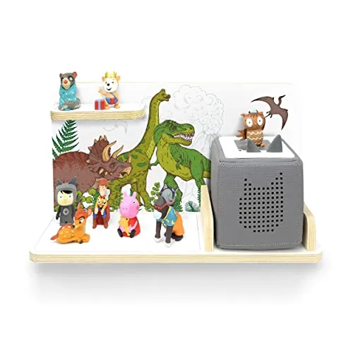 stadtecken® Kinder Regal für Musikbox I Serie für Kleinkind I Geeignet für die Toniebox und ca. 25 Tonies I Geschenkidee I Hörspiel I zum Aufhängen oder Aufstellen (Dinosaurier, klein)