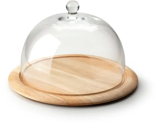 Continenta Käseglocke (2-tlg) - Stilvoller Käsegenuss - Speiseglocken: Diese 2-teilige Käseglocke aus Holz und mundgeblasenem Glas ist ideal zur stilvollen Präsentation von Käse und Aufschnitt.
