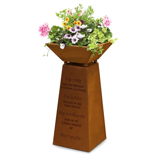 Rost Deko Garten Blumensäule mit Pflanzschale 72 cm in braun von Rostikal