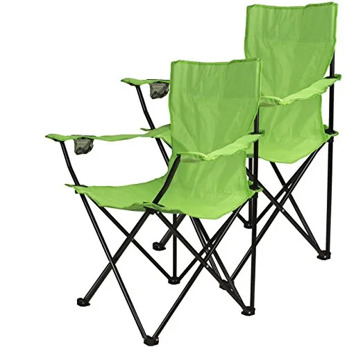 Nexos 2-er Set Angelstuhl Anglerstuhl Faltstuhl Campingstuhl Klappstuhl mit Armlehne und Getränkehalter praktisch robust leicht hellgrün