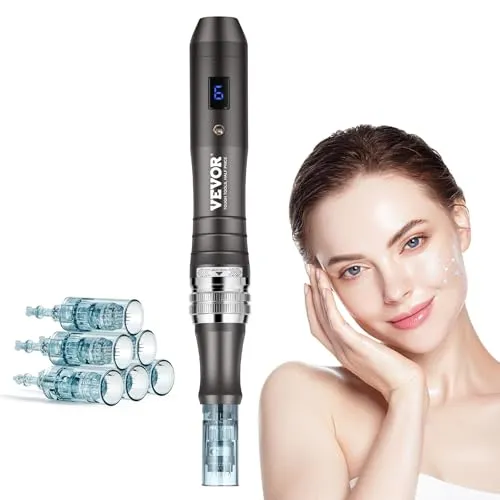 VEVOR Elektrischer Dermapen Microneedling Pen 6-Gang - Grafik- & Zeichenbedarf mit 6 Geschwindigkeitsstufen und 6 Nadeln für effektives Anti-Aging. Revitalisieren Sie Ihre Haut sicher und zuverlässig!