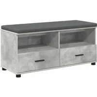 vidaXL Flurbank mit Kissen und Schubladen – Betongrau 100 x 38 x 46 cm - Moderne Flurbank mit praktischem Stauraum und bequemem Kissen. Ideal für Eingangsbereiche, fügt sich harmonisch in jeden Wohnstil ein. Robuste Bauweise aus Holzwerkstoff und pflegeleichter Stoffbezug.
