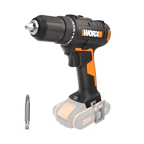 WORX Akku-Bohrschrauber WX108.9 20V – Leistungsstarker Allrounder - Akkuschrauber mit max. 1600 U/min, ideal für Holz und Stahl. Kompatibel mit Worx PowerShare 20V Akkusystem für flexible Nutzung.