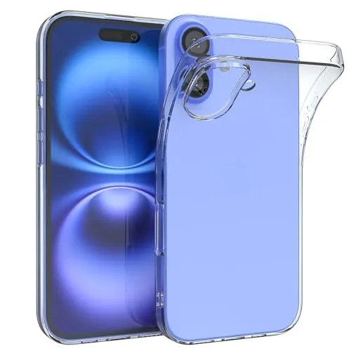EAZY CASE - Handyhülle Silikon kompatibel mit iPhone 16 - stoßfeste Schutzhülle dünne Handyhülle für Apple iPhone 16 Hülle Fallschutz leichtes Cover schlankes Silicone Case in Transparent