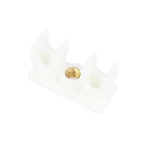 tecuro Doppel-Rohrclip mit Gewindebuchse M6, für Rohr Ø 16/18 mm - Kunststoff weiß (10 Stück) - 542016