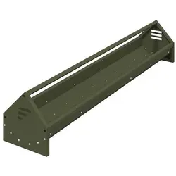 vidaXL Hühnerfütterungsrinne Olive Grün 108 x 20,5 cm - Praktische Hühnerfütterungsrinne aus robustem Stahl für Innen- und Außenbereich. Mit durchdachtem Querstangen-Design und Ablauflöchern für hygienische Fütterung. Ideal für Garten und Farm, langlebig und leicht zu reinigen.