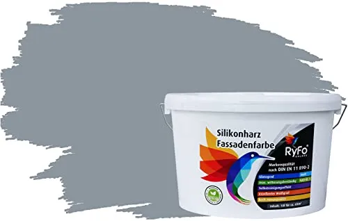 RyFo Colors Silikonharz Fassadenfarbe Lotuseffekt Trend Silbergrau 10l - Hochwertige Silikonharz-Fassadenfarbe mit Lotuseffekt für langlebige und schmutzabweisende Oberflächen. Ideal für den Außenbereich, bietet sie erstklassige Deckkraft und ist extrem wetterbeständig.