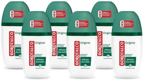 6x Borotalco, Original Vapo Deodorant Mit Mikropuder, Borotalkus-Duft 75ml