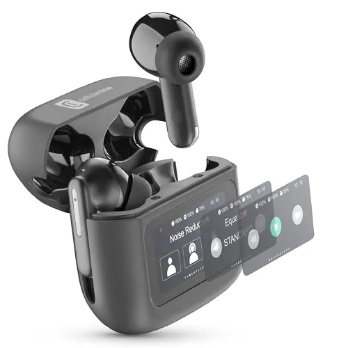 cellularline Hush Bluetooth In-Ear Kopfhörer mit Touch Display, Active Noise Cancelling, Noise-Free Calls, 5 EQ, Autopairing, 42h Play Time, Magnetverschluss zum Aufladen