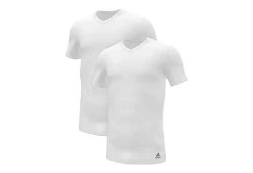 adidas Herren T-Shirt 2er Pack - Active Flex Cotton V-Ausschnitt - Herren-Shirts aus weicher Stretch-Baumwolle, ideal für Alltag und Unterziehshirt, mit schnelltrocknendem Real Cool Cotton für hohen Tragekomfort.