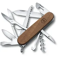 Victorinox Schweizer Taschenmesser Huntsman Wood - Taschenmesser mit 13 Funktionen, eleganten Nussbaumholzschalen und höchster Schweizer Qualität für alle Outdoor-Abenteuer.