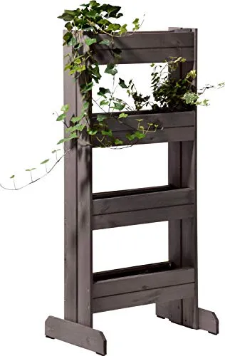 dobar® 58373FSCe Vertikales Blumenbeet aus Massivholz - Hochbeete-Kit mit 4 Pflanzkästen, ideal für Balkon und Terrasse, platzsparend und aus wetterfestem, FSC-zertifiziertem Holz gefertigt.