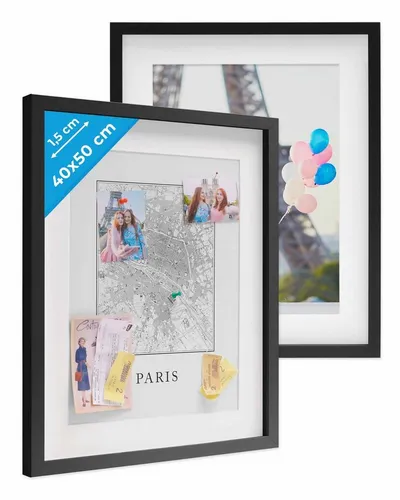 PHOTOLINI Bilderrahmen 2er Set 3D-Rahmen mit Passepartout / für Objekte bis 1,5 cm Tiefe