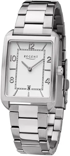 Regent Herren Analog Quarz Uhr 11150751 - Armbanduhr für Herren mit silbernem Edelstahlgehäuse, 5 bar wasserdicht und Quarz-Uhrwerk für zuverlässige Zeitmessung.