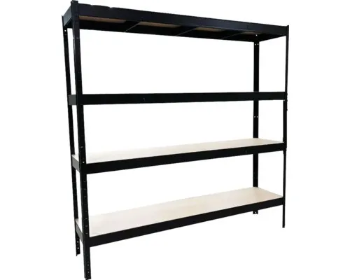 Schwerlastregal Schulte schwarz 180x150x50 cm mit 4 Holzböden - Stabiles Stecksystem-Regal aus Metall, ideal für die Lagerung schwerer Gegenstände. Hohe Tragkraft und einfache Montage machen es zur perfekten Wahl für Werkstätten und Lager.
