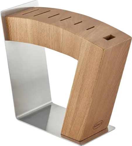 RÖSLE Messerblock MoveX, braun - Küchenmesser Block aus Edelstahl und Ulmenholz, ideal für hochwertige Messer mit zwei flexiblen Standpositionen, hygienisch und stilvoll.