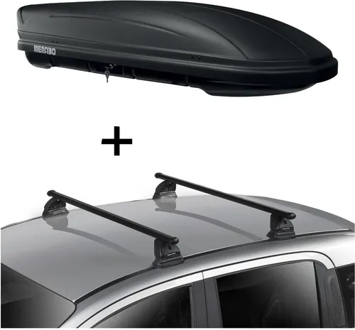 Dachbox MAA400 400 Liter matt + Dachträger VDP EVO Stahl kompatibel mit für Mazda 2 (DE) 3-5 Türer 2007-2015
