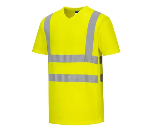 Portwest Warnschutz T-Shirt Cotton Comfort mit MeshAir-Einsatz - Modernes kurzärmeliges T-Shirt aus hochwertigem Cotton Comfort-Stoff mit seitlichen Mesh-Zwickeln für optimale Luftzirkulation. Ideal für warme Arbeitsumgebungen, bietet es zusätzlichen Tragekomfort und Sicherheit. 40+ UPF schützt vor UV-Strahlen.