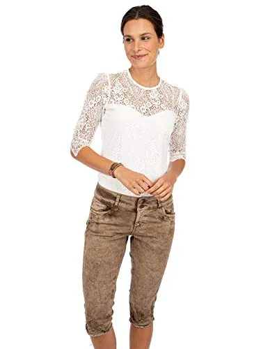 Hangowear Damen Kniebund HENDRINA braun 38 - Traditionelle Bekleidung, modische Trachtenjeans mit perfekter Passform für einen stilvollen Auftritt auf jedem Fest.