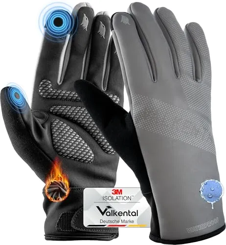 Valkental Winterhandschuhe mit Touchscreen-Funktion - Wasserdichte und atmungsaktive Fahrradhandschuhe für alle Witterungen – ideal für Pendler und Abenteurer, mit rutschfestem Grip und Touchscreen-Kompatibilität.