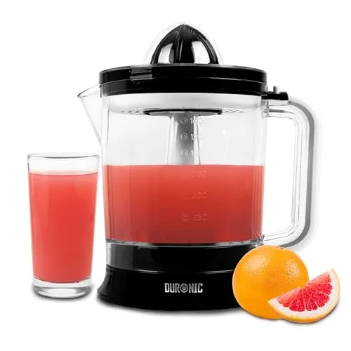Duronic JE416 Saftpresse elektrisch 40W, Zitronenpresse 1600ml, Zitruspresse 2 Kegel, Orangenpresse, hohe Saftausbeute, Fruchtpresse mit Sieb, Citrus Juicer, Orangensaftpresse, Limepresse