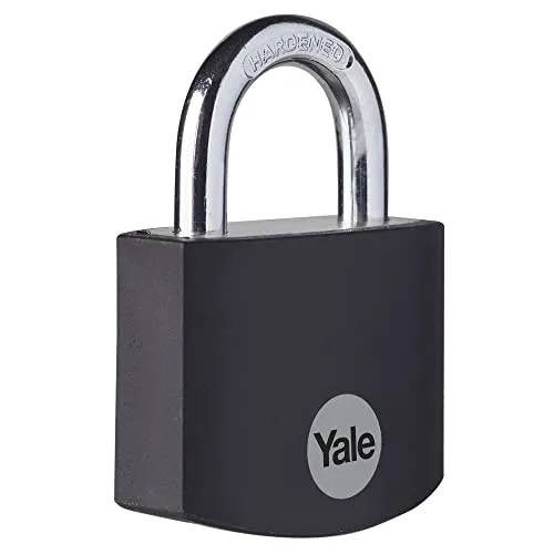 Yale - YE3B/38/119/1/BK Standardsicherheit 38 mm Aluminium Vorhängeschloss - Schwarz - offener Bügel - 3 Schlüssel