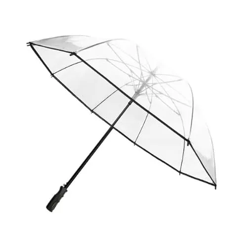 Golf Regenschirm transparent schwarz - Regenschirm für Golfer mit 124 cm Durchmesser, ideal für zwei Personen. Robuste Kunststoff- und Fiberglaskonstruktion bietet optimalen Wetterschutz.