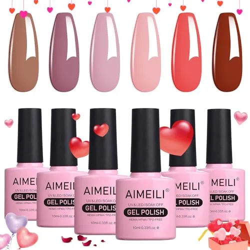 AIMEILI UV LED Gellack mehrfarbig ablösbarer Gel Nagellack Set Gel Nail Polish Kit - 6 x 10ml - Set Nummer 30