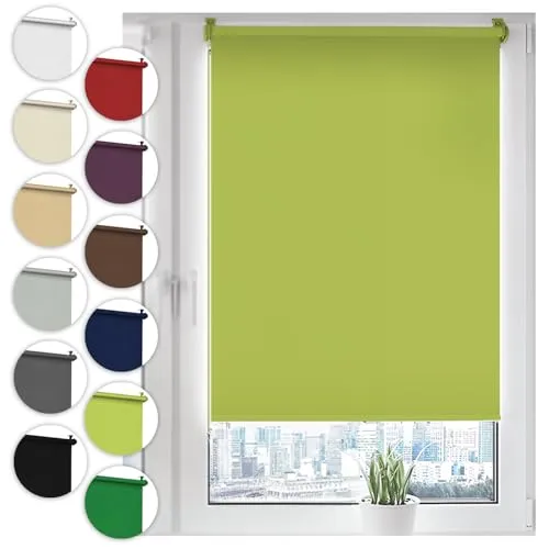 Verdunkelungsrollo Klemmfix ohne Bohren 60cm x 150cm Olivgrün Verdunklungsrollo Fensterrollo Rollo Seitenzugrollo Klemmrollo für Fenster & Tür