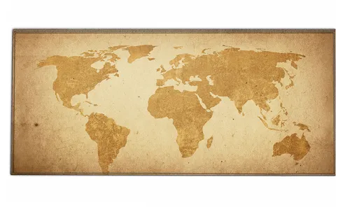 Mauspad 90 x 40 cm Mousepad XXL Gaming / Office Silent Monsters Weltkarte braun