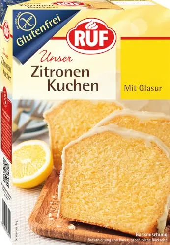 RUF Glutenfreier Zitronen-Kuchen - Kuchenmischung für glutenfreies Backen, extra saftig und vegan, ideal für jeden Anlass – perfekt für Kaffeetafeln und Feiern!