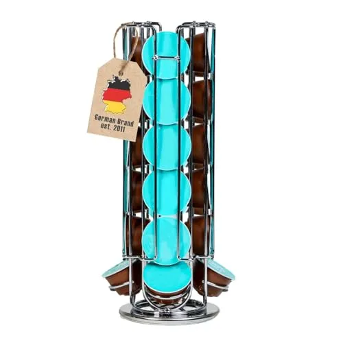 INTIRILIFE Kaffee Kapselhalter für Dolce Gusto - 24 Kapseln, 360° drehbar, elegantes Design - Eleganter Kaffeekapselhalter für Dolce Gusto, der Platz für 24 Kapseln bietet. Mit 360° Drehmechanismus für schnellen Zugriff auf Ihre Lieblingssorten und samtweicher Unterseite zum Schutz Ihrer Oberflächen.
