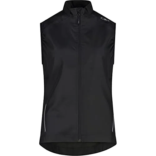 CMP Sportweste für Damen, Schwarz, D44 - Funktionsjacke für intensive Outdoor-Aktivitäten, winddicht mit atmungsaktiven Mesh-Einsätzen und reflektierenden Details für optimale Sichtbarkeit.