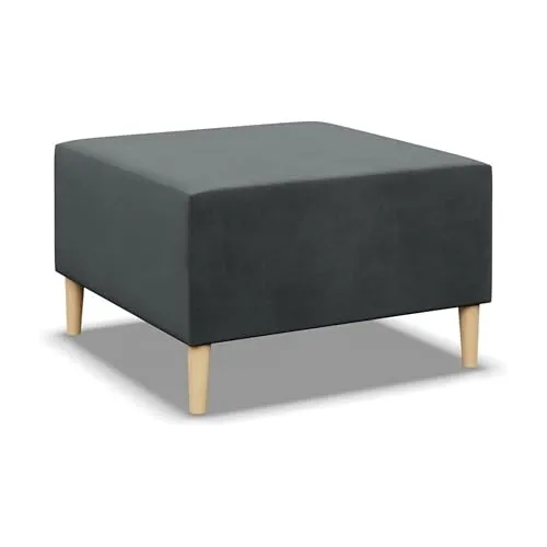 Mebligo - Puff Hocker BLANK, Fußhocker für Sessel, Couch Hocker, Sofa Hocker, Sitzhocker, Hocker Wohnzimmer, Bequemer Hocker als Auflage, Sitzpuff, Beine und Tisch - 71x71x40cm Dunkelgrau