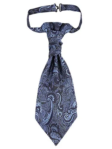 WANYING Vorgebunden Plastron Krawatte Dunkelblau - Krawatten für Herren, handgefertigte Plastron Krawatte mit Hakenverschluss für einfachen Sitz, ideal für Hochzeiten und festliche Anlässe.