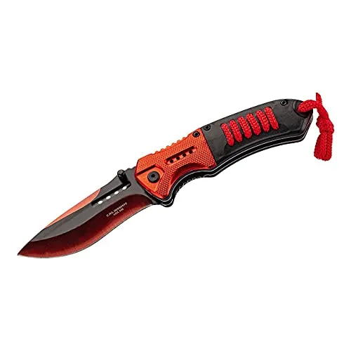 Herbertz, Einhandmesser, Klappmesser, Klinge: 9.0 cm, 585012, Stahl AISI 420, beschichtet, Liner Lock, rot-schwarzes Kunststoff-/Aluminumheft, Paracord