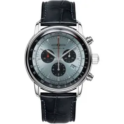 ZEPPELIN Chronograph LZ 14 Marine 8886-2 - Chronograph mit Quarzwerk, wasserdicht bis 5 bar und stilvollem Lederarmband in blau, ideal für Herren, Made in Germany.