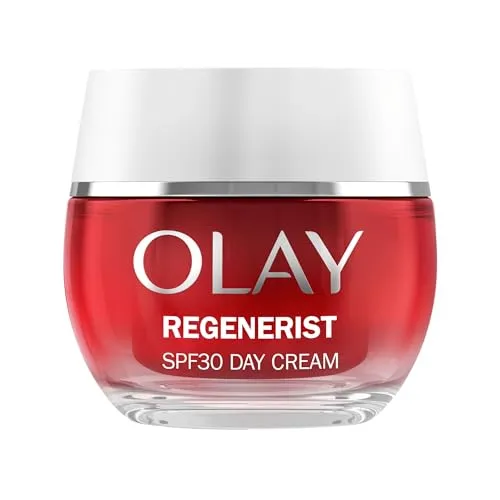 Olay Regenerist Tagesgesichtscreme LSF 30 – Anti-Falten-Gesichtspflege für Frauen mit Sonnencreme, Niacinamid und Peptiden für straffende, feuchtigkeitsspendende und erneuernde Haut, nicht fettende