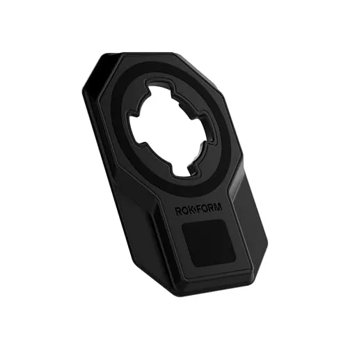 Rokform Universal-Adapter, Drehverschluss und Mag Safe kompatibel, lässt sich an fast jedem Smartphone, Handyhülle, Tablet oder flachen Oberflächen mit 3M VHB-Kleber (schwarz) befestigen