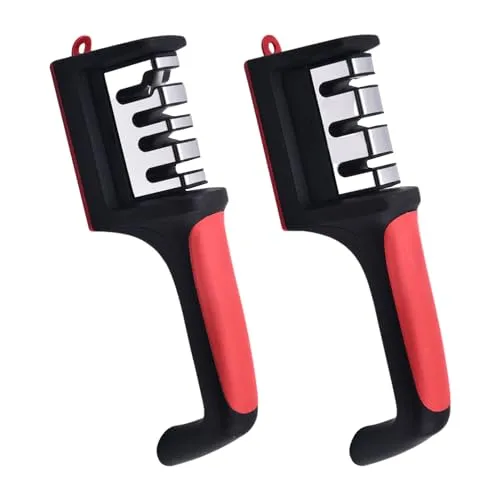 DAZZLUXE 2-teiliger Messerschärfer, manueller Messerschärfer, Küchenmesserschärfer, Küchenmesserwerkzeuge, Handmesserschärfer, 3-stufiger 4-stufiger Messerschärfer für die Küche