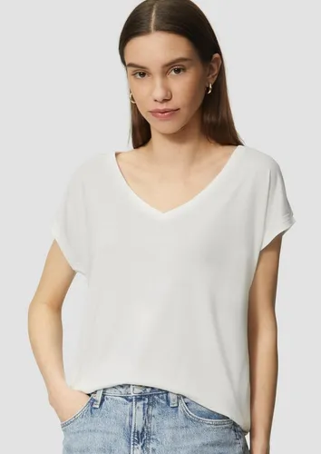 QS Kurzarmshirt T-Shirt Locker geschnittenes T-Shirt im Modalmix