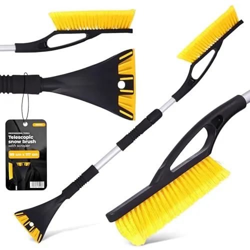 Instalguru Auto Eiskratzer mit Schneebesen Teleskop Schnee Bürste 89-117 cm Besen Schneefeger Eisschaber Scheibenkratzer Eisbrecher Lang Ausziehbarer Ergonomischer Griff