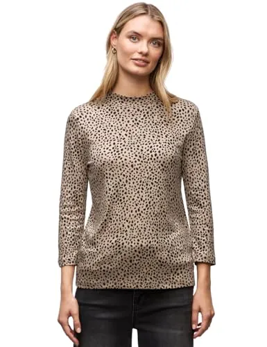 Street One Damen 3228738 Basic Leo Turtleneck Shirt - T-Shirts für Damen mit stylischem Leo-Muster, perfekt für lässige Looks und angenehm zu tragen.