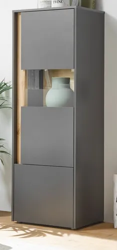 Furn.Design Aktenschrank Center (Büroschrank in grau mit Wotan Eiche, 2-türig, 4 Fächer, 50 x 158 cm) Türanschlag wechselbar